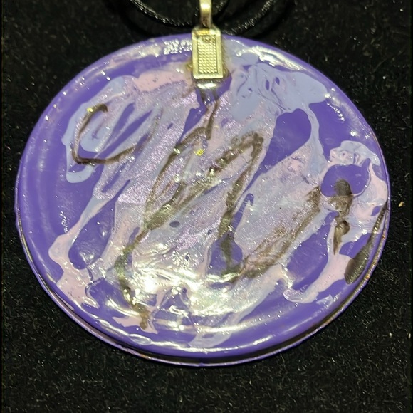 Exclusive Rare Unique One of a Kind Abstract Purple Pendant Necklace - Picture 3 of 17